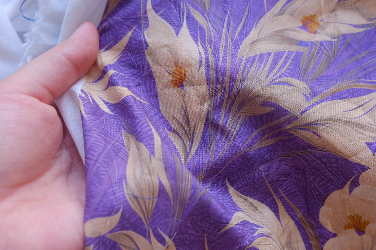 Purple Tropical Floral Cotton Lawn – 1.6 yd