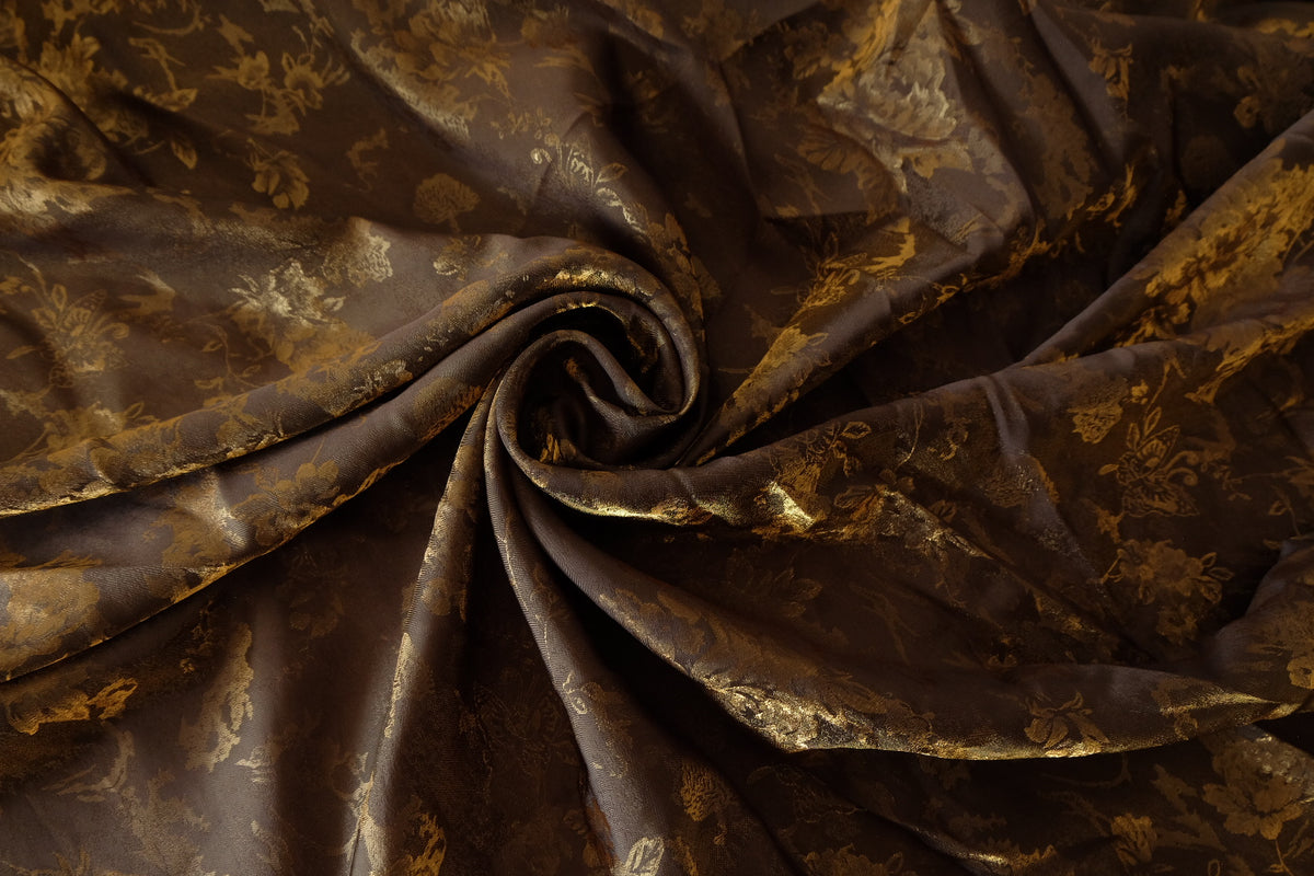 Antique Gold Floral Jacquard Satin – 3.3 Yards