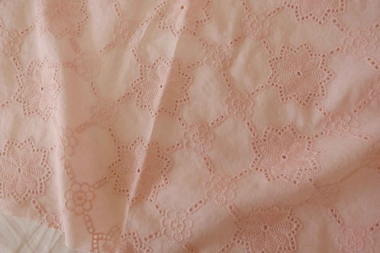Blush Pink Embroidered Cotton Eyelet Fabric – 2.2 yd