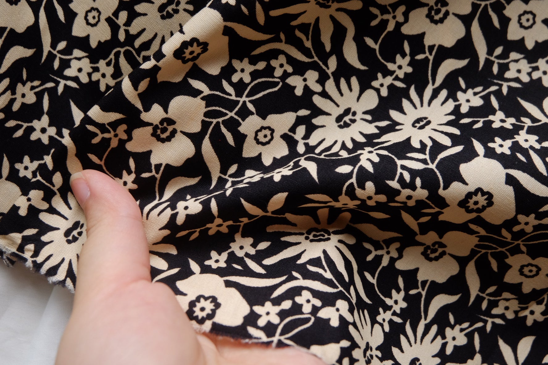 Black & Cream Floral Cotton Poplin – 3.3 yd