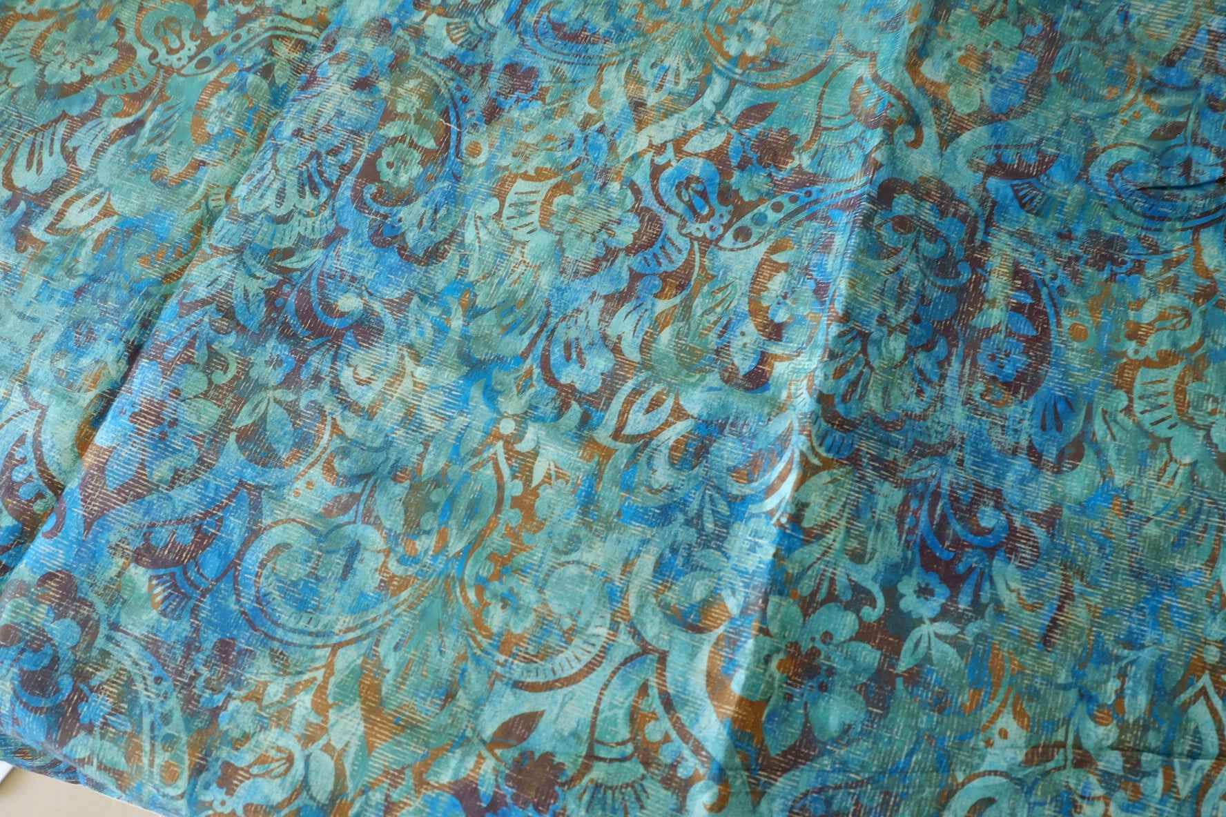 Vintage Blue Floral Cotton Fabric – 2.8 yd