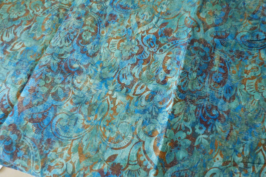 Vintage Blue Floral Cotton Fabric – 2.8 yd