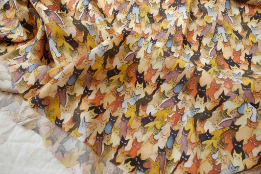 Playful Cat Print Tencel Fabric — 2.19 yd