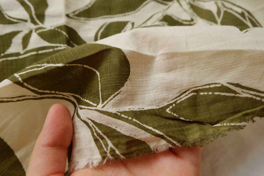 Olive Leaf Linen Cotton Fabric, Soft Lightweight Summer Weight for Blouses, 2.19 Yards