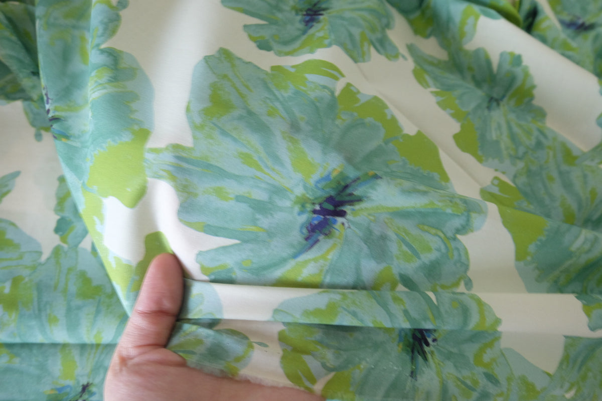 Aqua Bloom Cotton Poplin – 3.3 yd