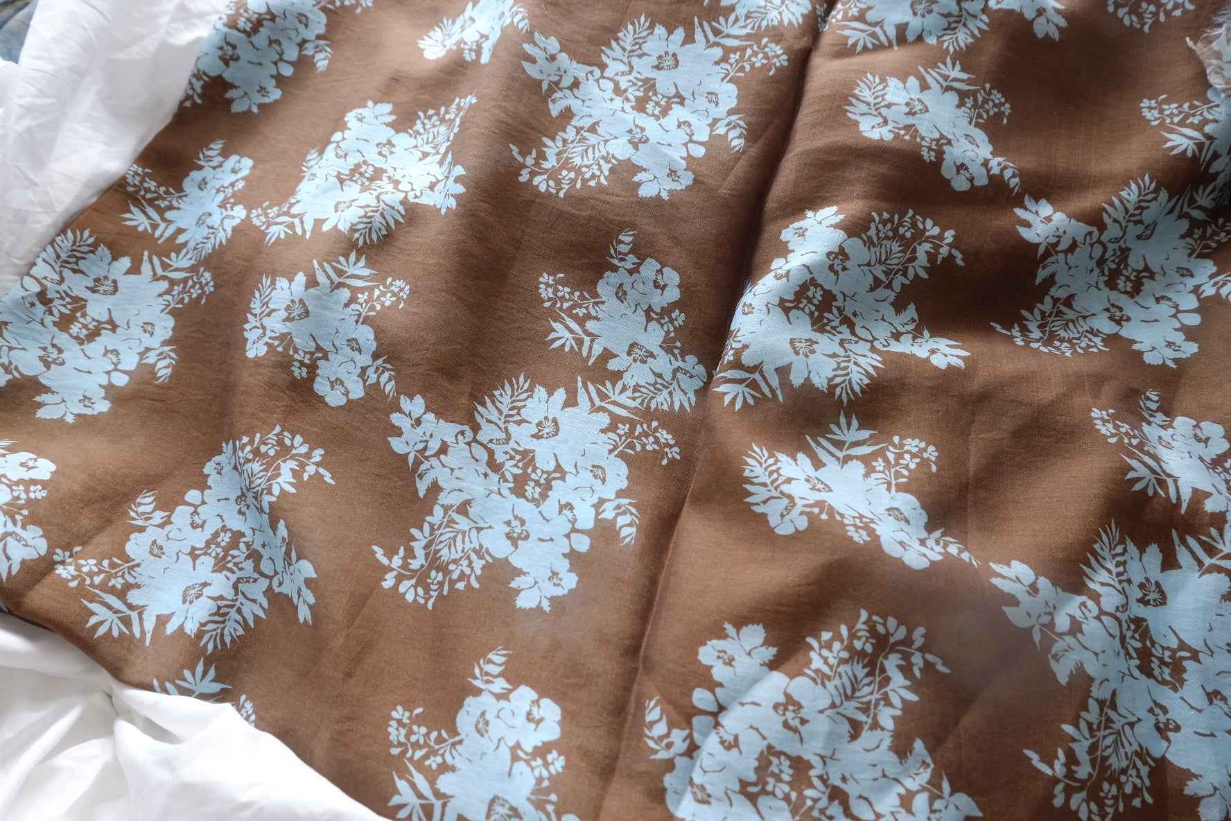 Brown Botanical Tencel Linen Blend Fabric - 2.96 yd