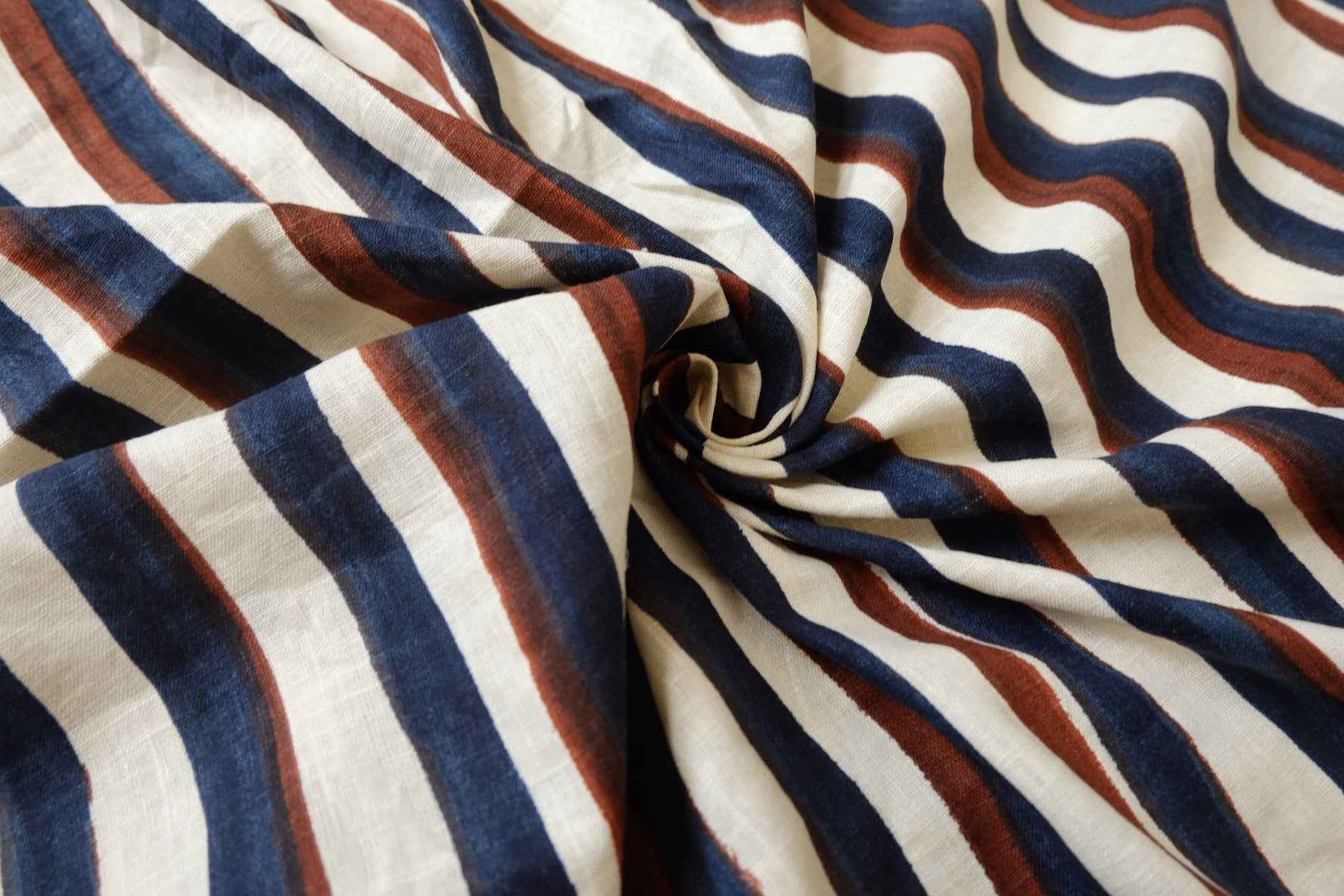 Painterly Stripe Linen Cotton Blend Fabric — 1.53 yd