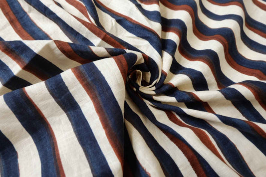 Painterly Stripe Linen Cotton Blend Fabric — 1.53 yd