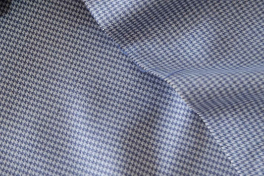 Soft Blue Houndstooth Rayon Blend Suiting – 2.2 yd