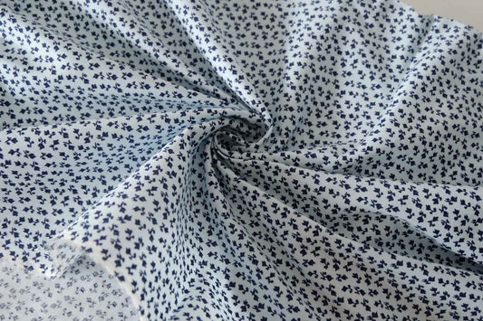 Navy Mini Floral Cotton Linen Fabric – 2.2 yd