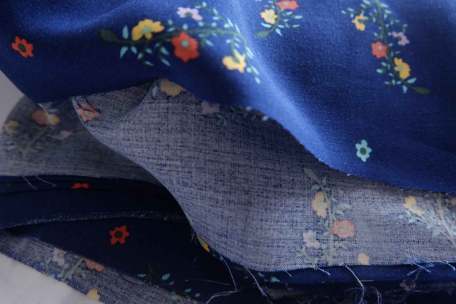Navy Tiny Floral Cupro Fabric - 1.64 yd