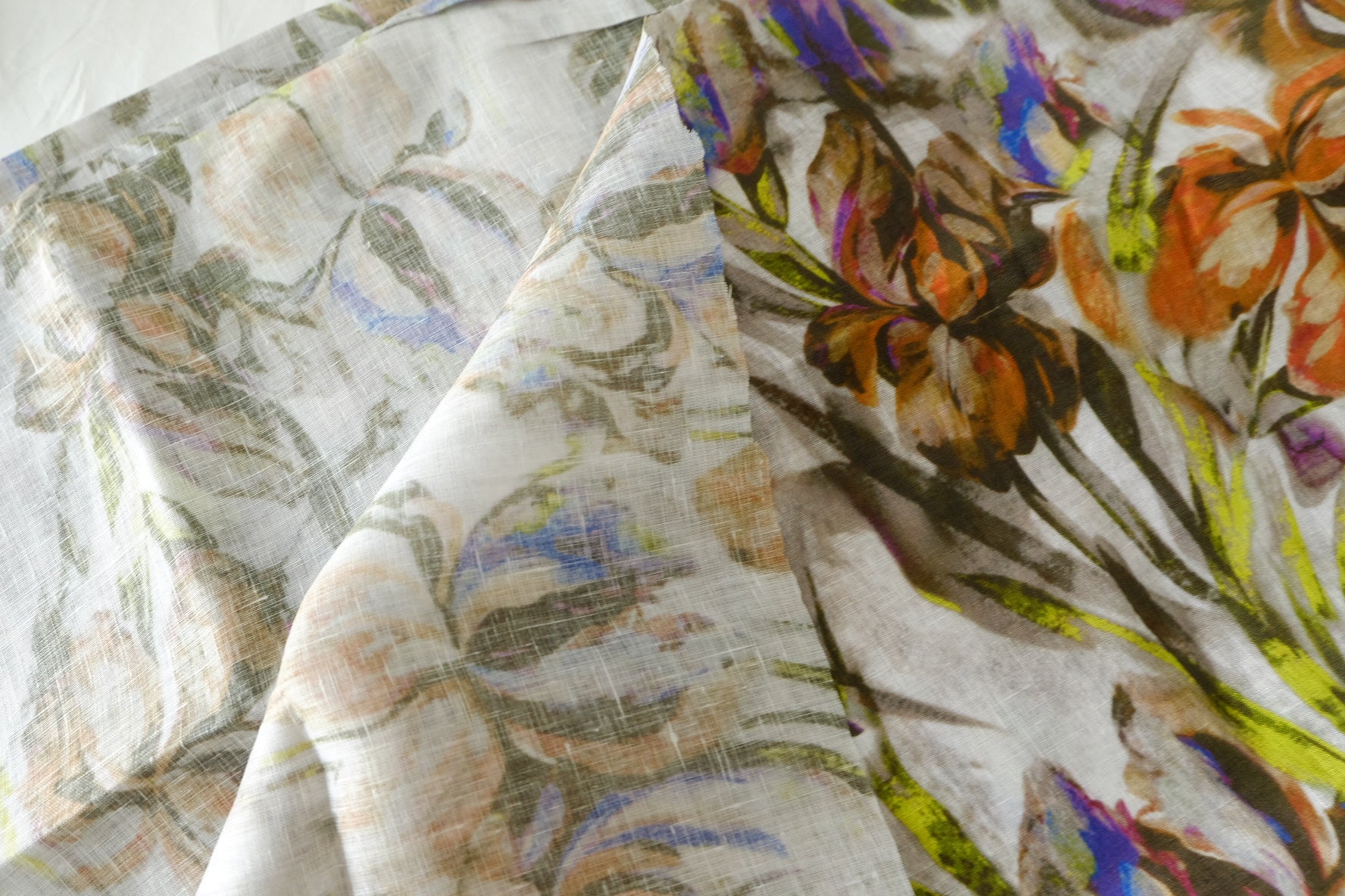 Painterly Floral Pure Linen Fabric – 2.2 yd