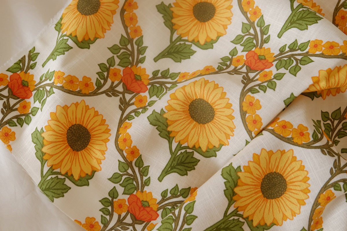 Sunflower Vine Slub Cotton Linen – 3.3 yd