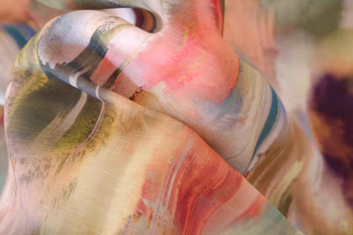 Abstract Painter's Palette Cupro Ramie Blend Fabric – 2.2 yd