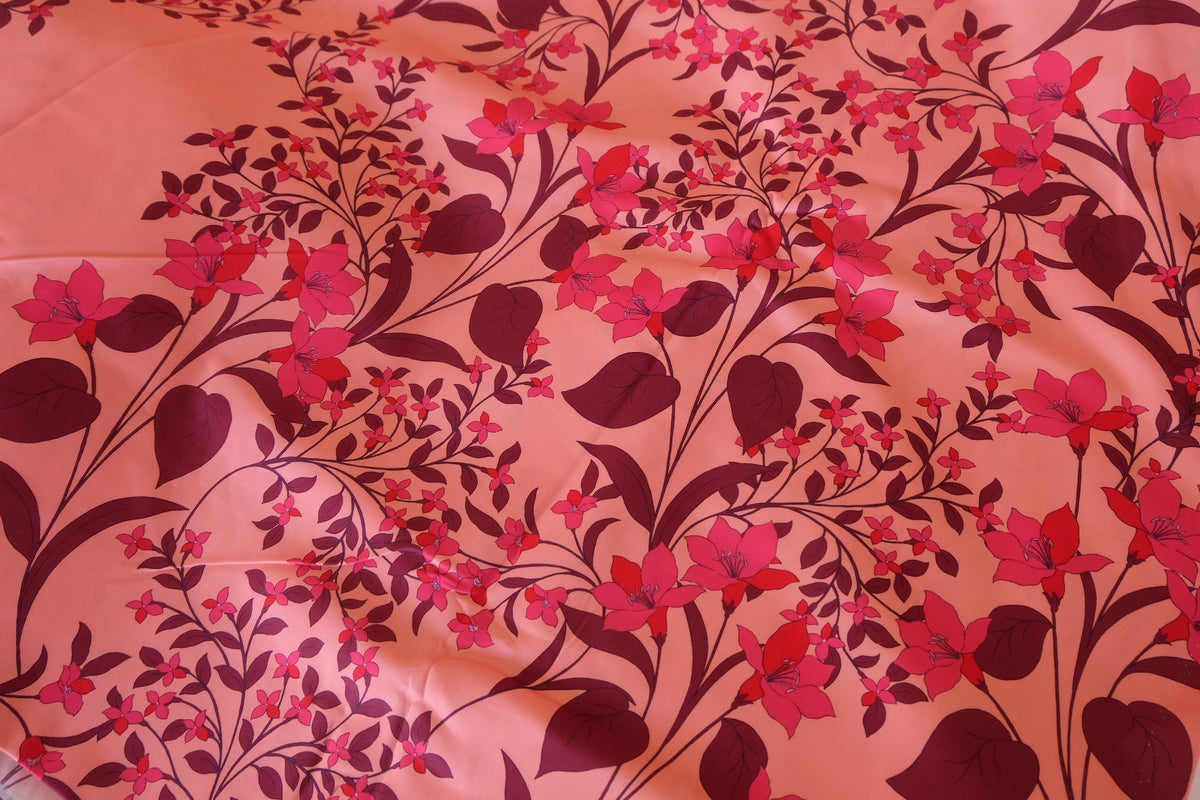 Sunset Bloom Floral Cotton Sateen Fabric – 2.19 yd