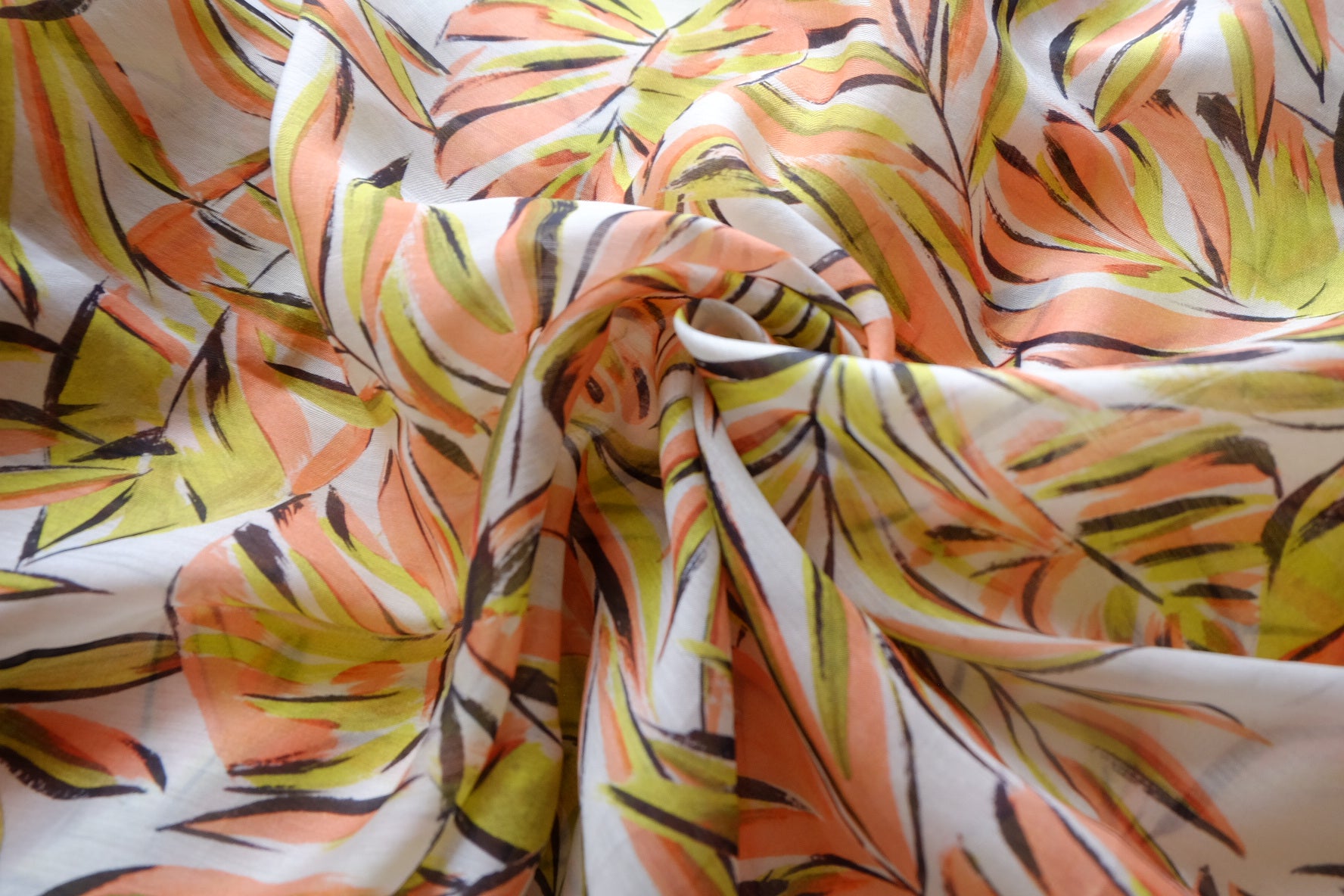 Tropical Leaf Tencel Linen Blend Fabric - 3.28 yd