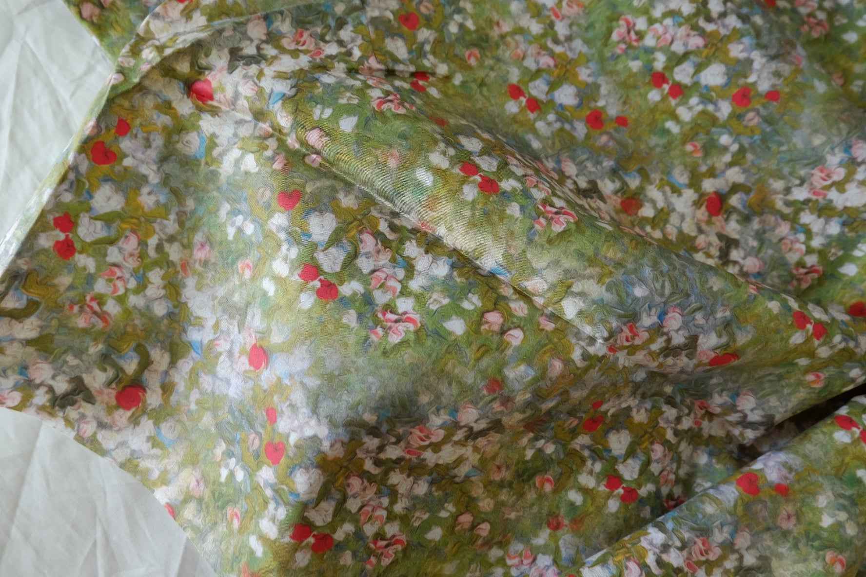 Green Painterly Cotton Sateen — 2.19 yd