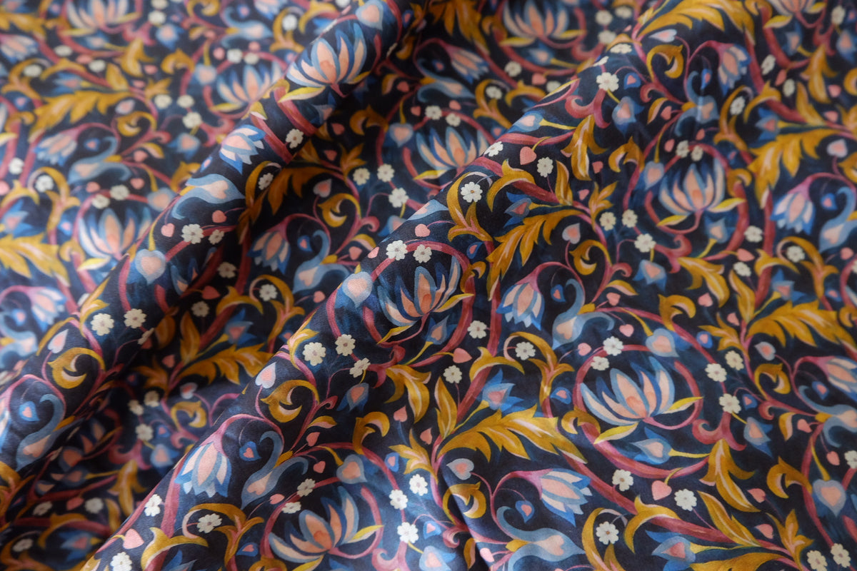 Midnight Botanical Cotton Lawn – 1.09 yd