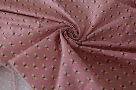 Little Bees Pink Cotton Fabric – 1.6 yd