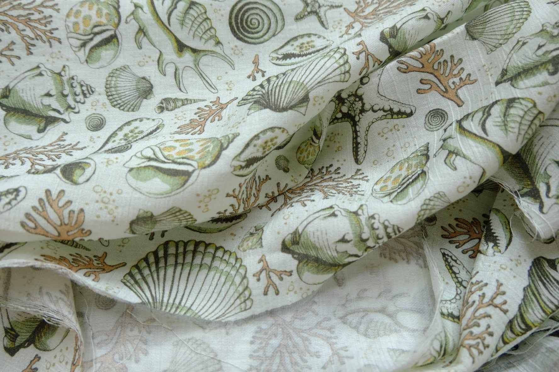 Sea Shell Tencel Cotton Fabric, Soft Textured Summer Dress Weight, 3.28 Yards