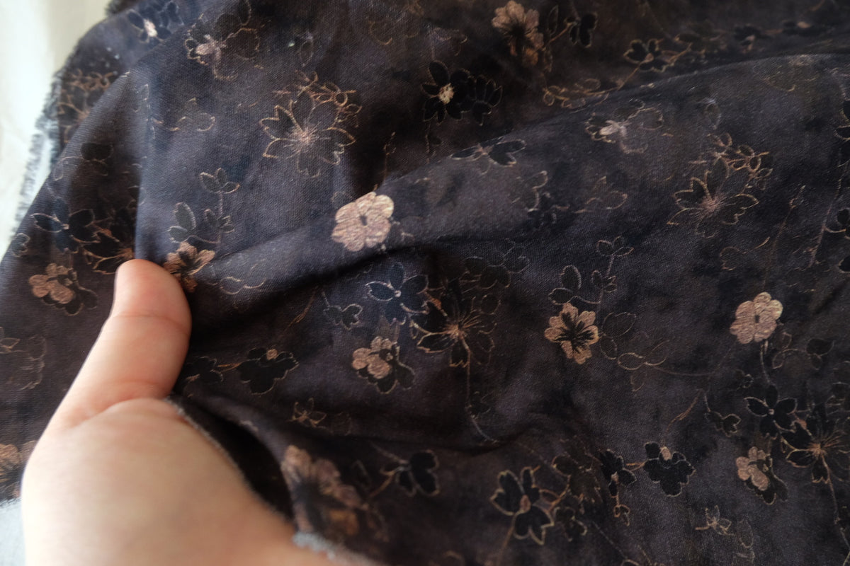 Midnight Wildflowers – Vintage Floral Cotton Canvas | 3.3 yards