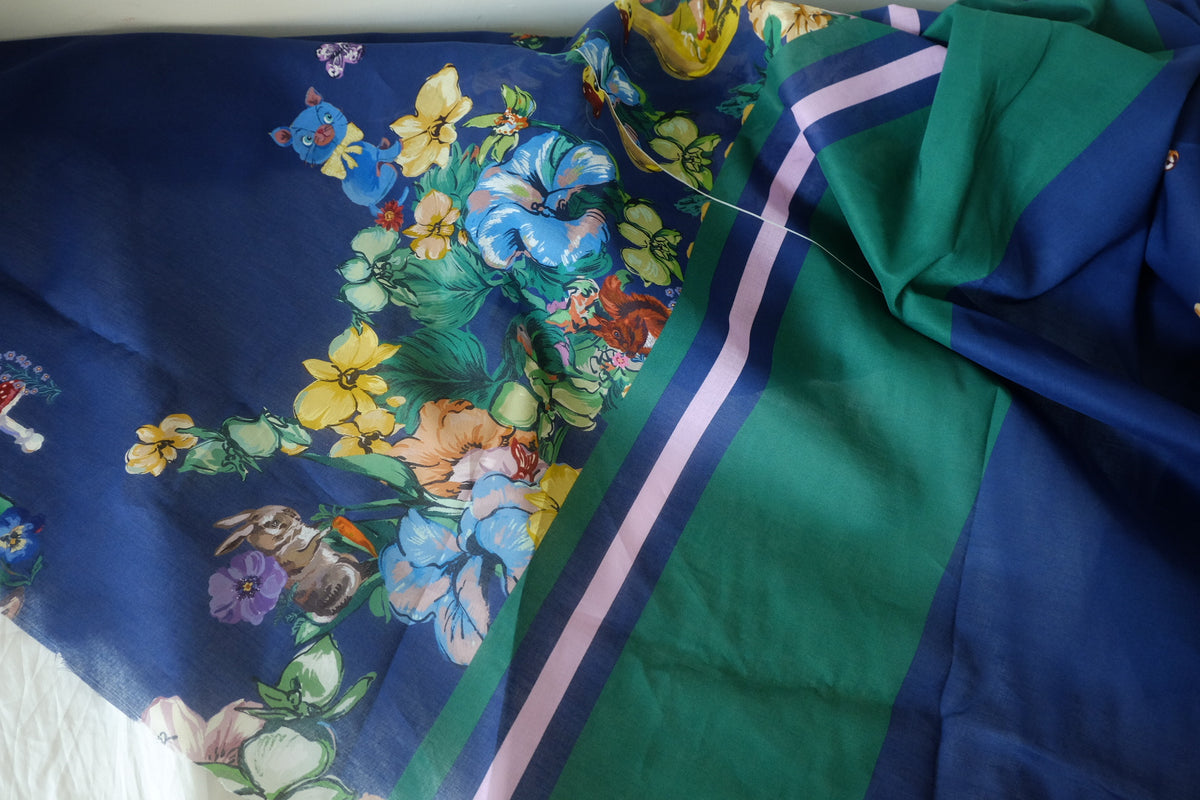 Enchanted Woodland – Storybook Border Print Cotton Voile – 3.3 yd