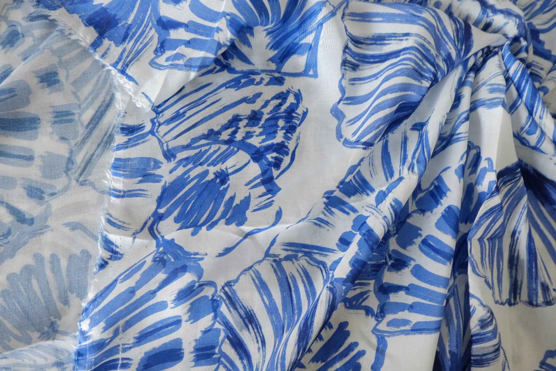 Blue Seashell Cotton Voile Fabric – 1.6 yd