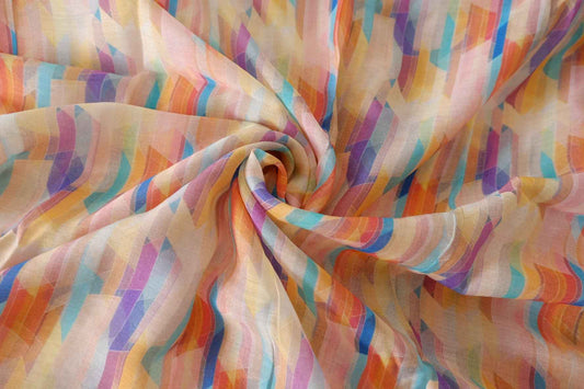 Pastel Abstract Stripe Tencel Linen Blend Fabric – 3.3 yd