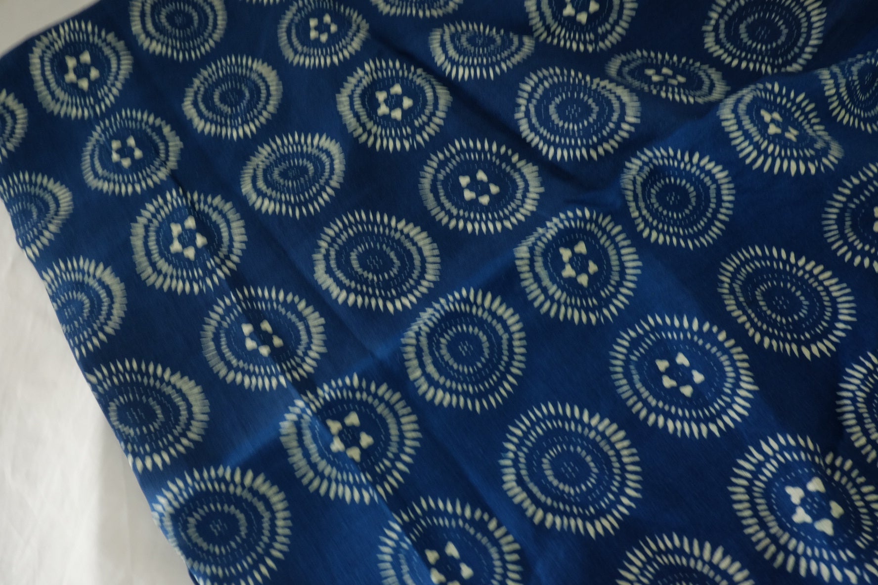 Indigo Geometric Cotton Linen Blend Fabric – 2.2 yd