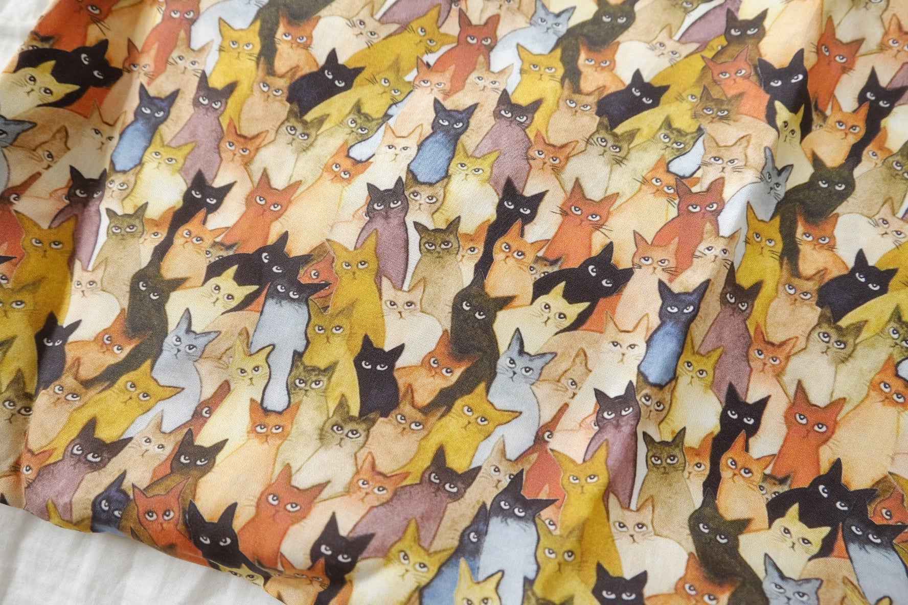 Playful Cat Print Tencel Fabric — 2.19 yd