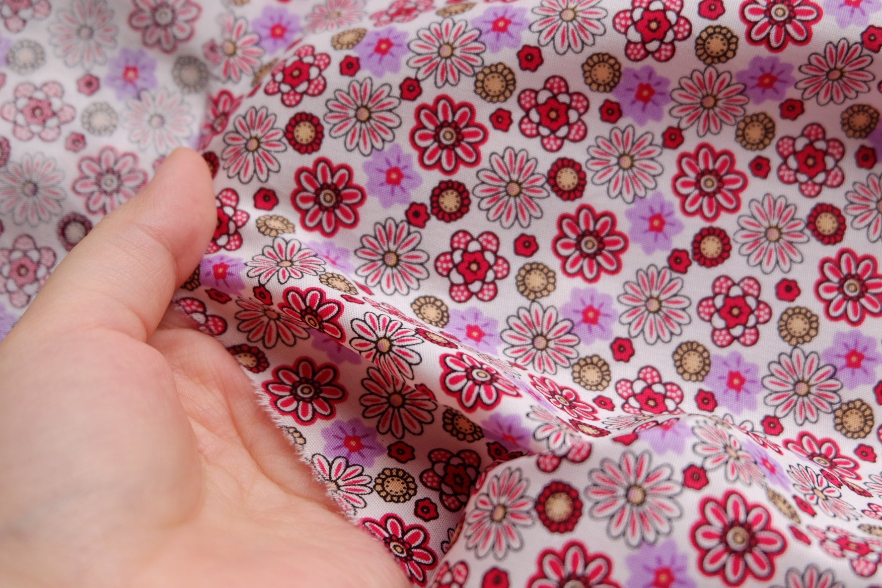 Retro Pink Floral Cotton Poplin – 2.2 yd