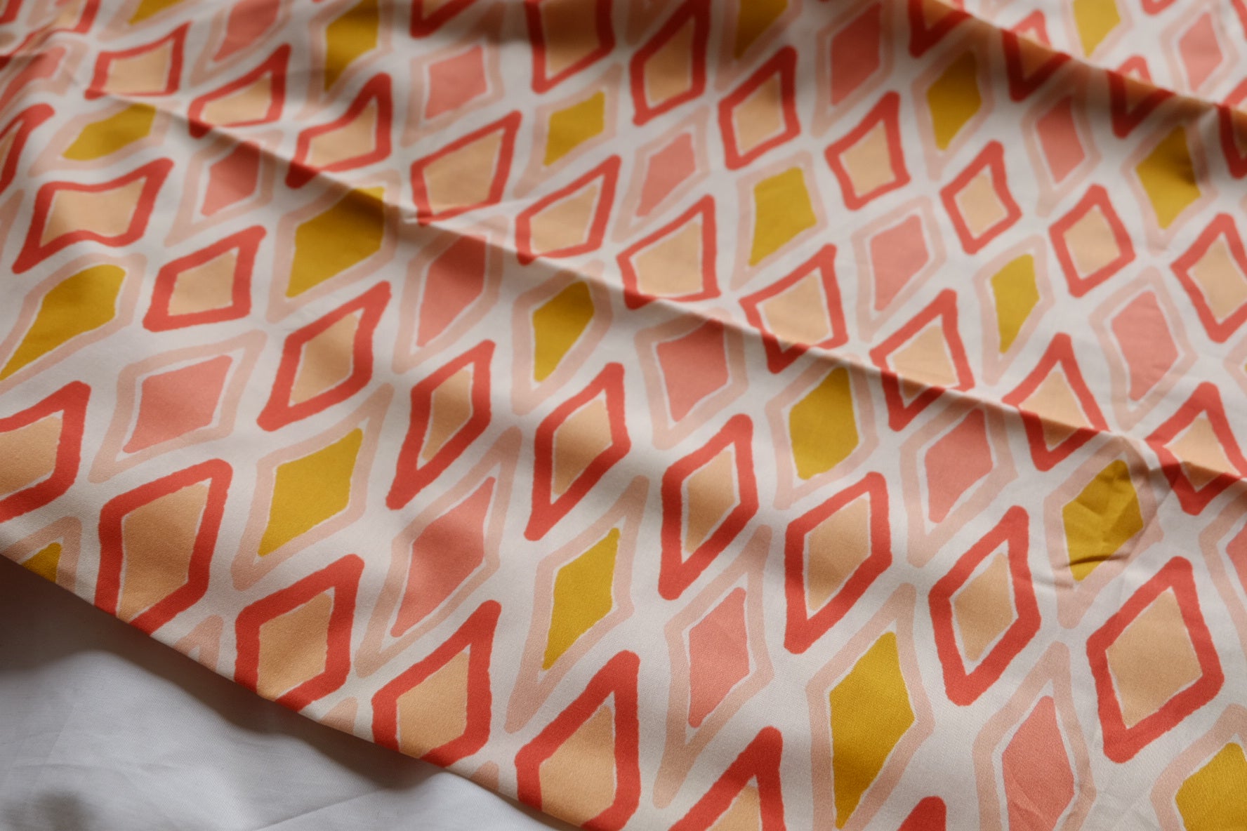 Coral Geometric Cotton Poplin – 2.2 yd