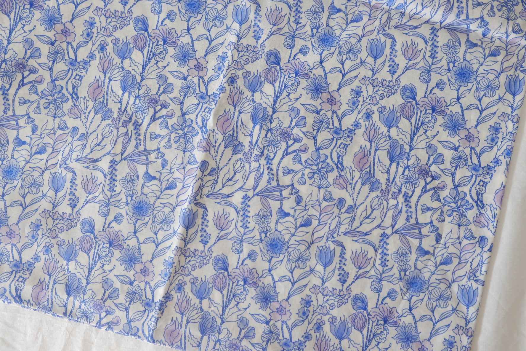 Blue Botanical 80s Cotton Poplin Fabric – 2.2 yd
