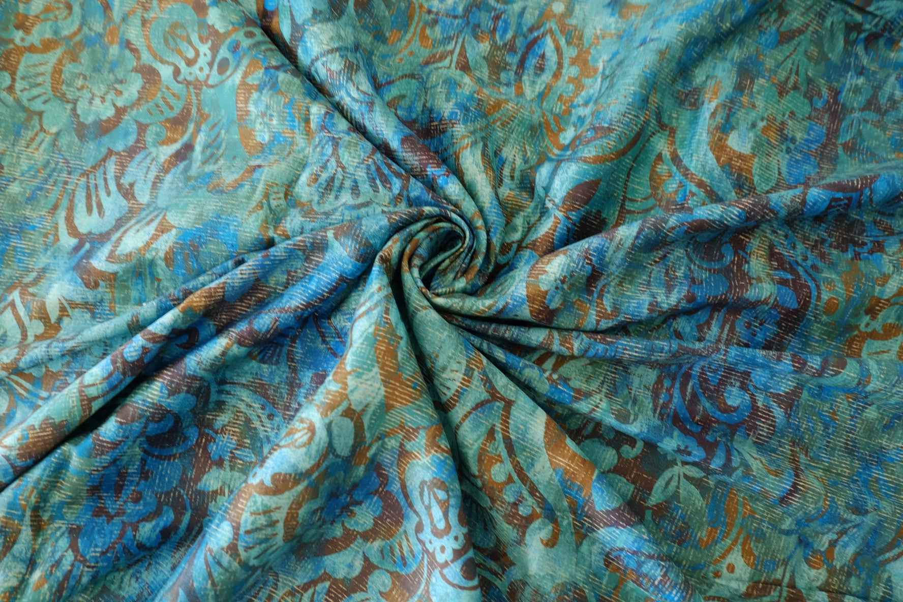 Vintage Blue Floral Cotton Fabric – 2.8 yd