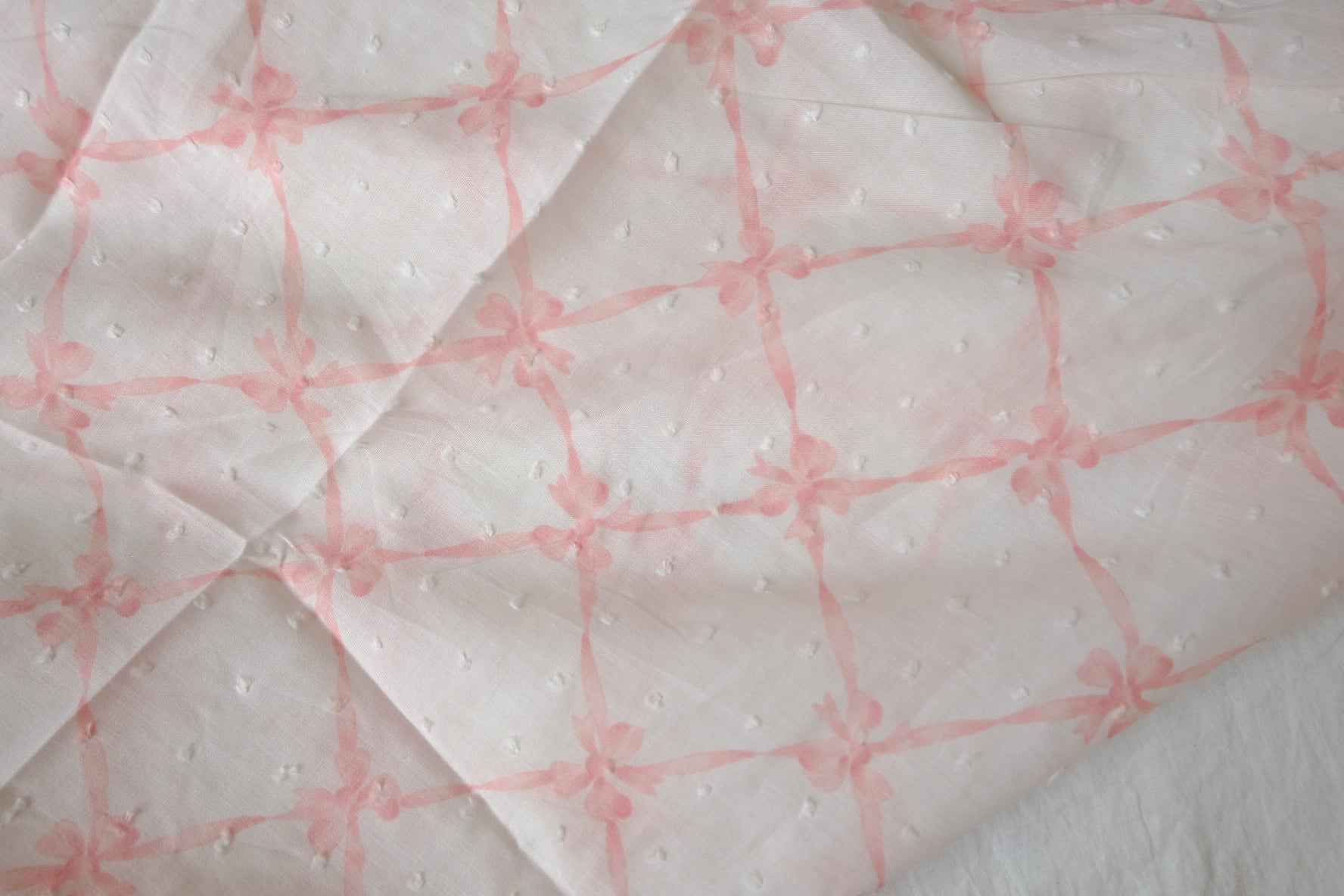 Sheer Pink Lattice Clip-Dot Cotton Fabric - 3.28 yd