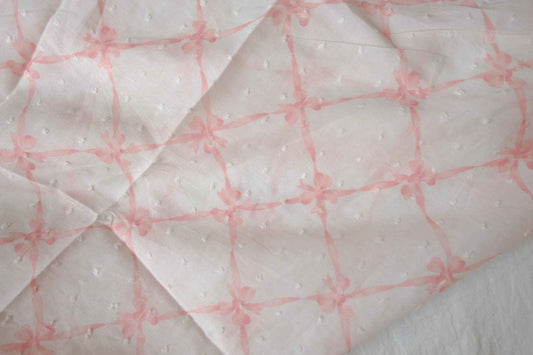 Sheer Pink Lattice Clip-Dot Cotton Fabric - 3.28 yd
