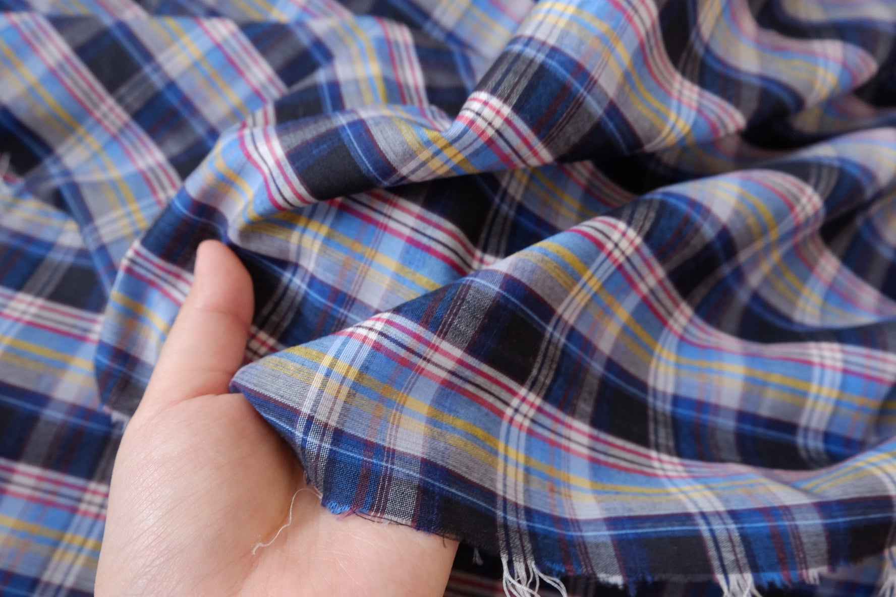 Korean Vintage Plaid Cotton Fabric - 2.19 yd