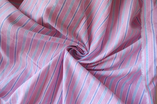 Pink Blue Striped Cotton Linen – 2.2 yd