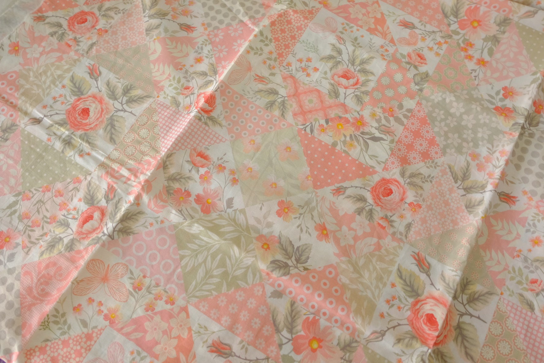 Blush Floral Patchwork Cotton Lawn Fabric – 1.9 yd