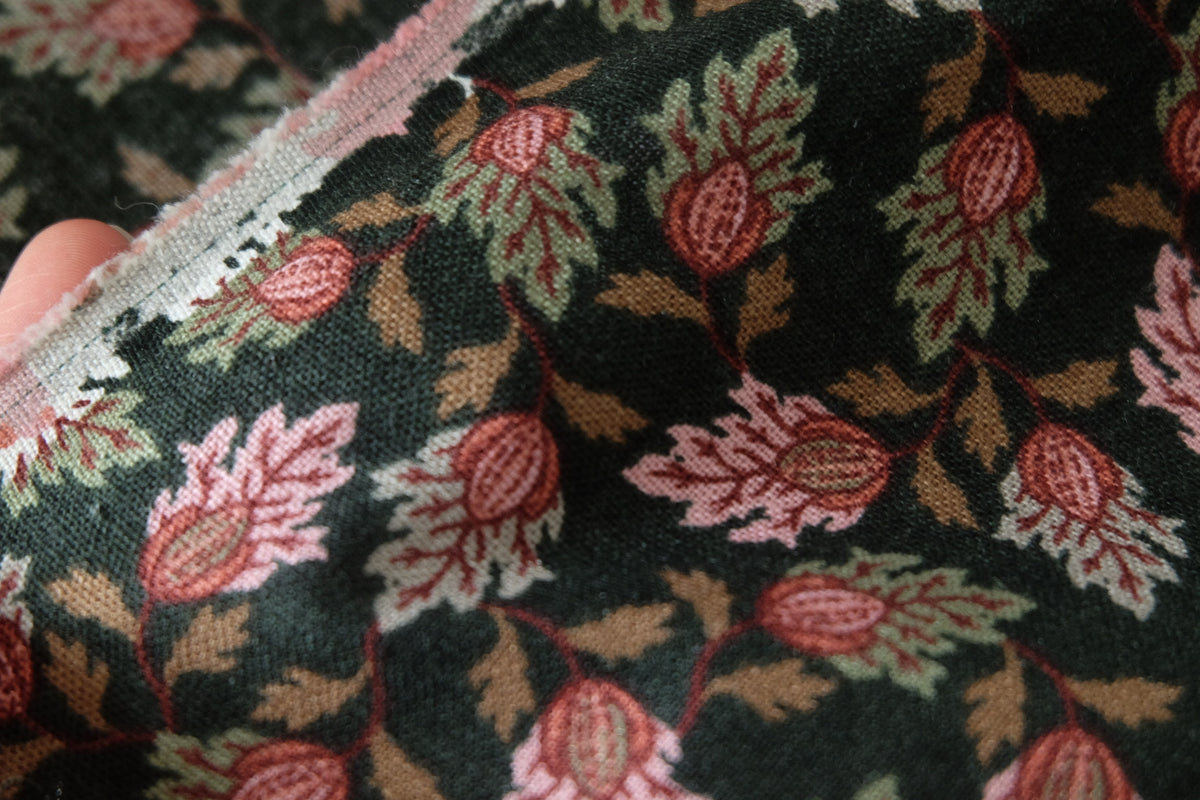Dark Botanical Cotton Linen Twill – 2.5 yd