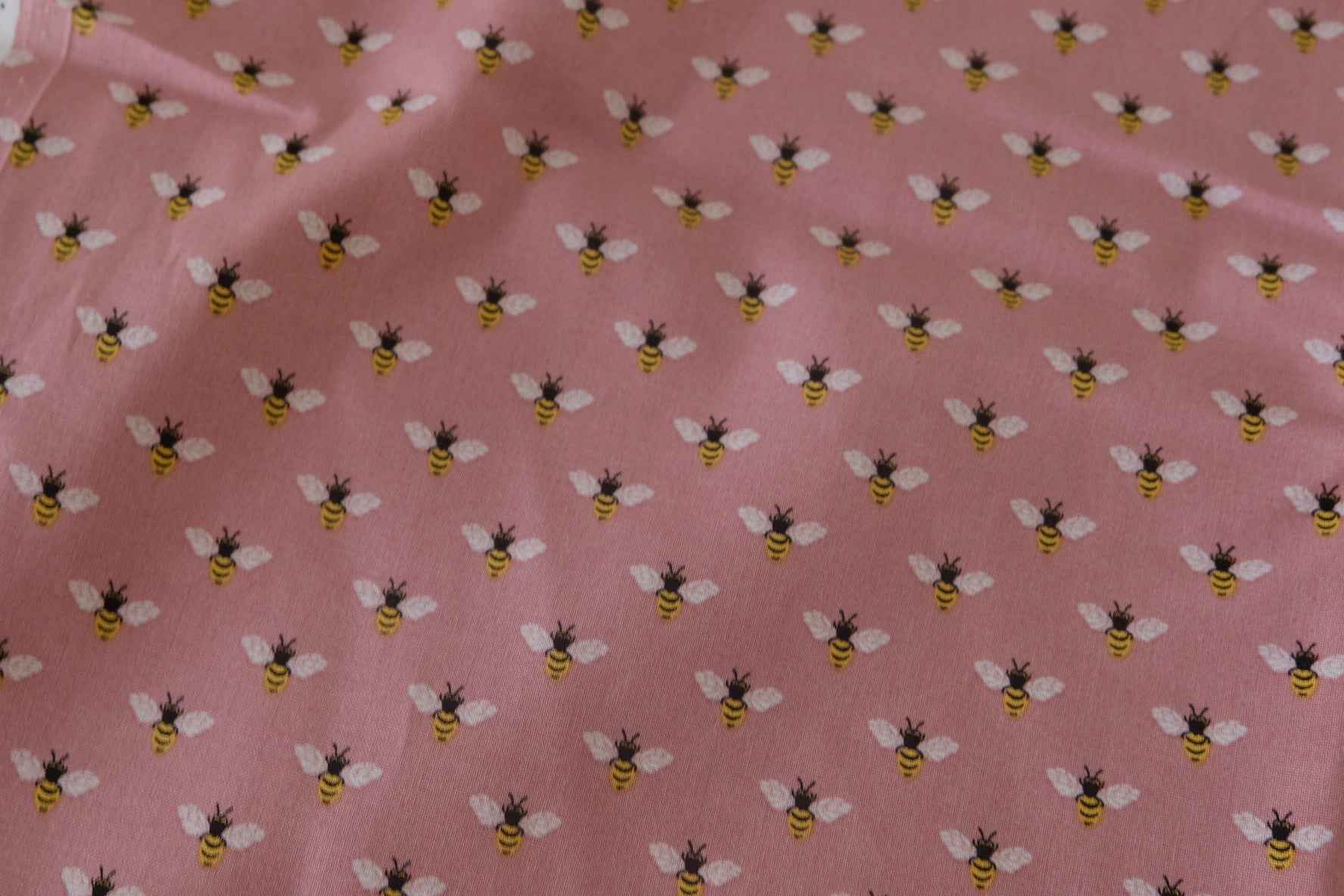 Little Bees Pink Cotton Fabric – 1.6 yd