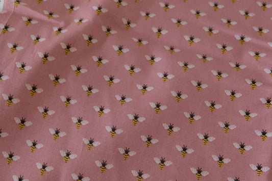 Little Bees Pink Cotton Fabric – 1.6 yd