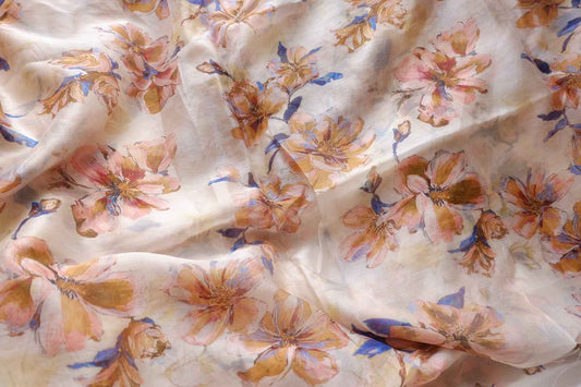 Watercolor Floral Sheer Tencel Fabric - 3.28 yd