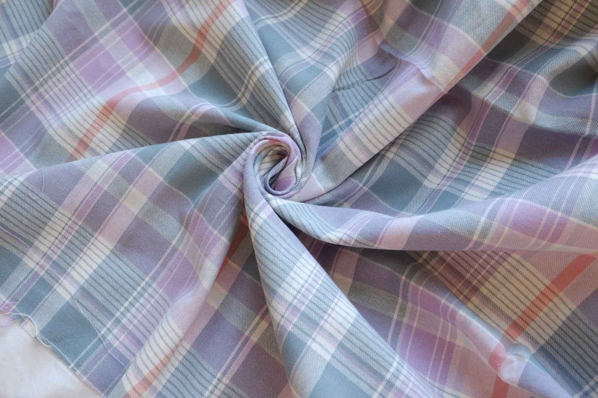 Lavender Mist Pastel Plaid Yarn-Dyed Cotton Fabric – 2.19 yd