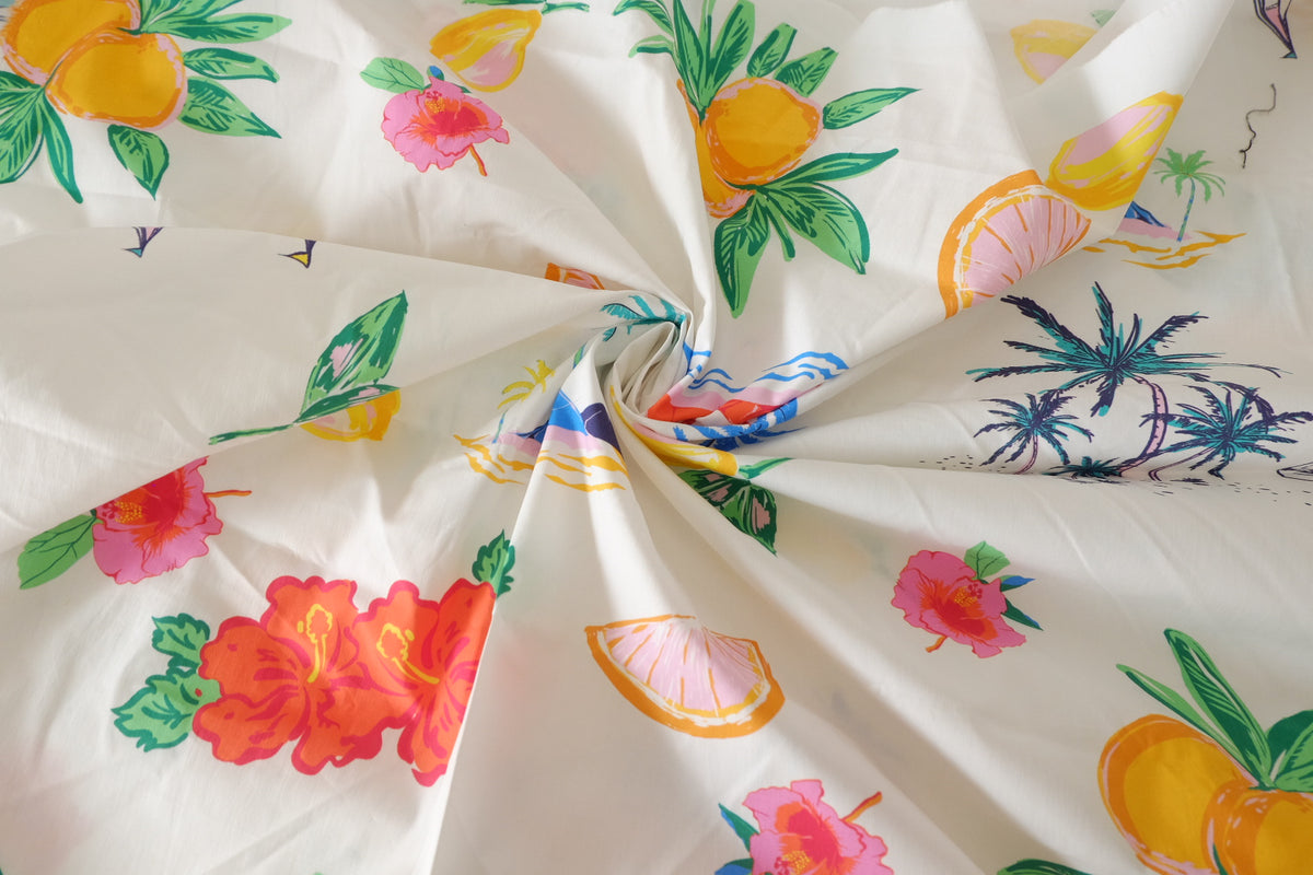 Tropical Holiday Cotton Poplin Remnant – 1.4 yd