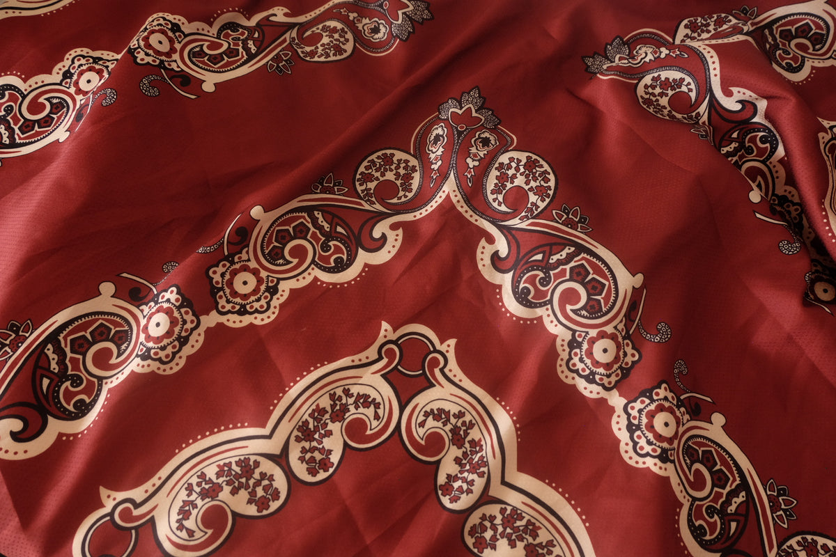 Rust Medallion Jacquard Silky Polyester – 2.2 yd