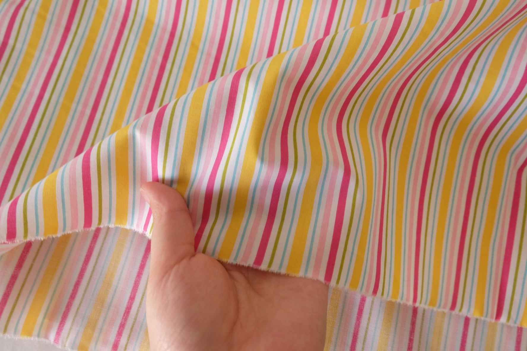 Colorful Striped 60s Cotton Poplin Fabric – 2.2 yd