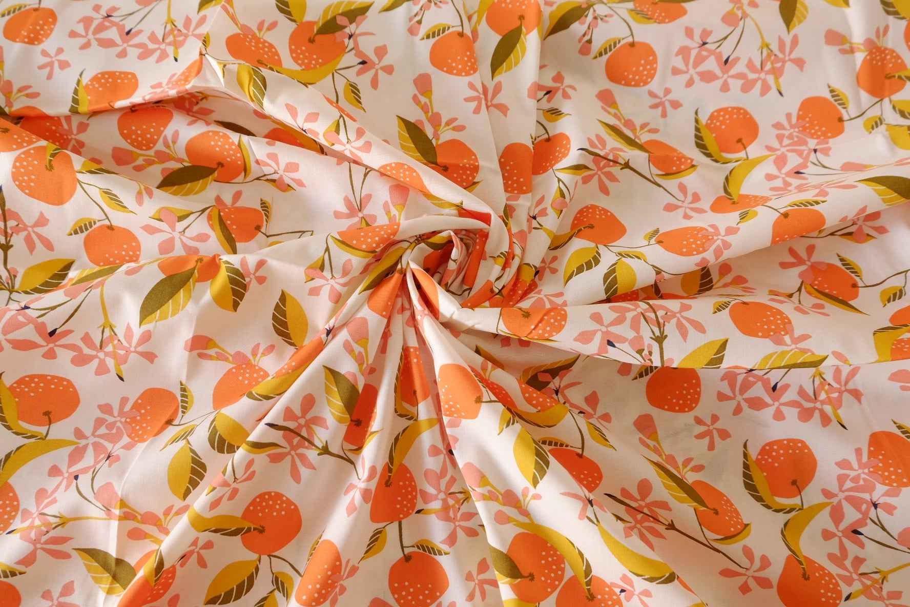 Orange Blossom Cotton Rayon Fabric – 2.2 yd