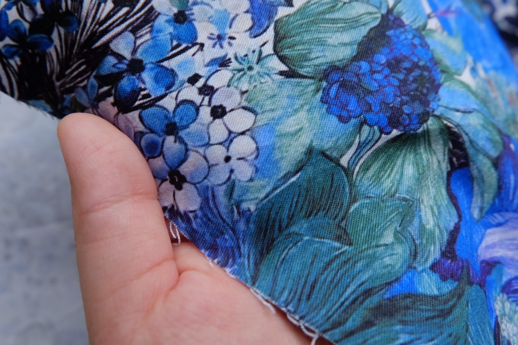 Deep Blue Botanical Cotton Twill – 2.2 yd/1.1 yd