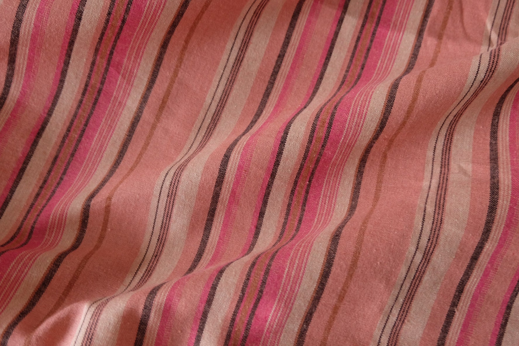 Coral Sunset Stripe Cotton Linen Fabric – 1.64 yd